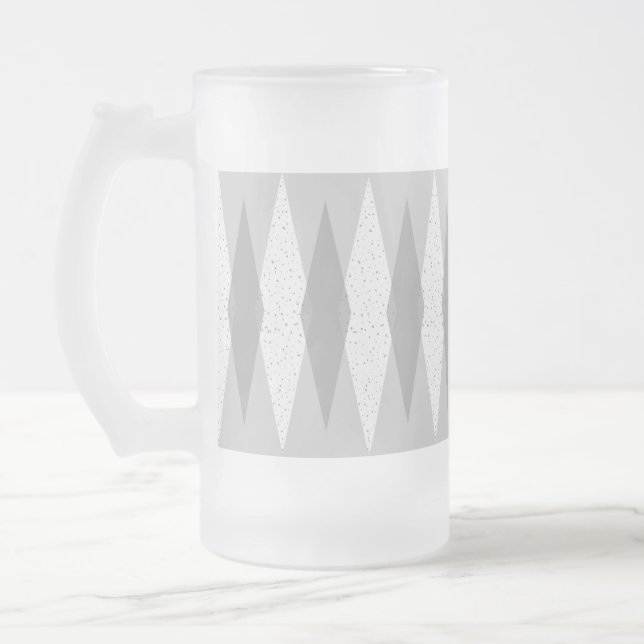 Caneca De Cerveja Vidro Jateado Meio século Modern Cinza Argyle Fosco (Esquerda)