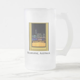 Caneca De Cerveja Vidro Jateado Melbourne Austrália CD Night Lights