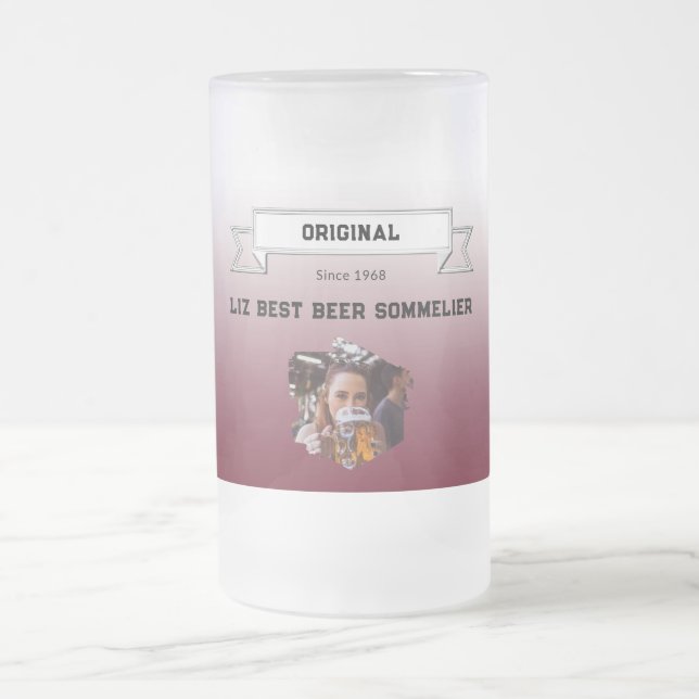 Caneca De Cerveja Vidro Jateado Melhor Cerveja Sommelier Dark Red Gradient Foto (Centro)