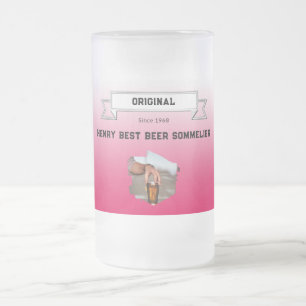 Caneca De Cerveja Vidro Jateado Melhor Cerveja Sommelier e Gradiente Branco Vermel