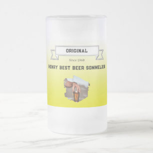 Caneca De Cerveja Vidro Jateado Melhor Cerveja Sommelier Gradient Branco e Foto