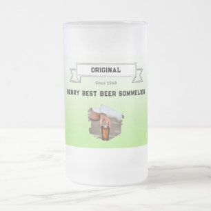 Caneca De Cerveja Vidro Jateado Melhor Cerveja Sommelier Gradient Verde e Foto
