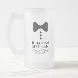 Caneca De Cerveja Vidro Jateado Melhor Fosco Preto Tie Tuxedo, Homem Divertido