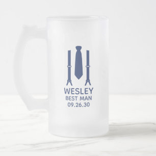 Caneca De Cerveja Vidro Jateado Melhor Homem Gravata Azul