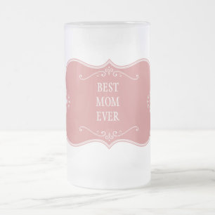 CANECA DE CERVEJA VIDRO JATEADO MELHOR MÃE DE TODOS OS SEMPRE!PINK FRAME FOSCO VID