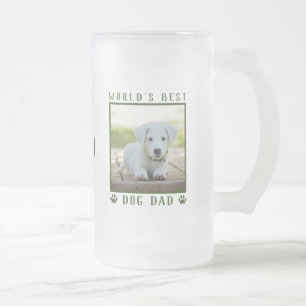 Caneca De Cerveja Vidro Jateado Melhor Pai de Cachorro do Mundo Nome Pegadas Verde