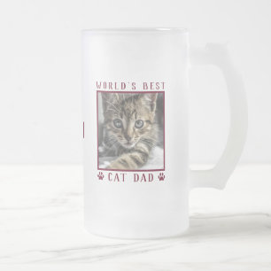 Caneca De Cerveja Vidro Jateado Melhor Pai de Gato do Mundo Nome do Animal Foto co
