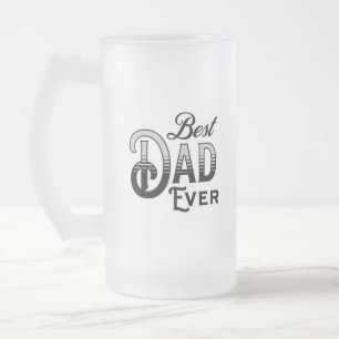 Caneca De Cerveja Vidro Jateado Melhor Pai Nunca Texto da Vintage em Preto e Bra