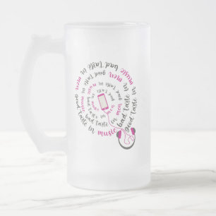 Caneca De Cerveja Vidro Jateado Menina cita Bom gosto na música, mau gosto nos hom