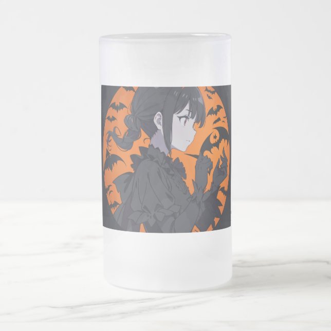 Caneca De Cerveja Vidro Jateado menina do halloween (Centro)