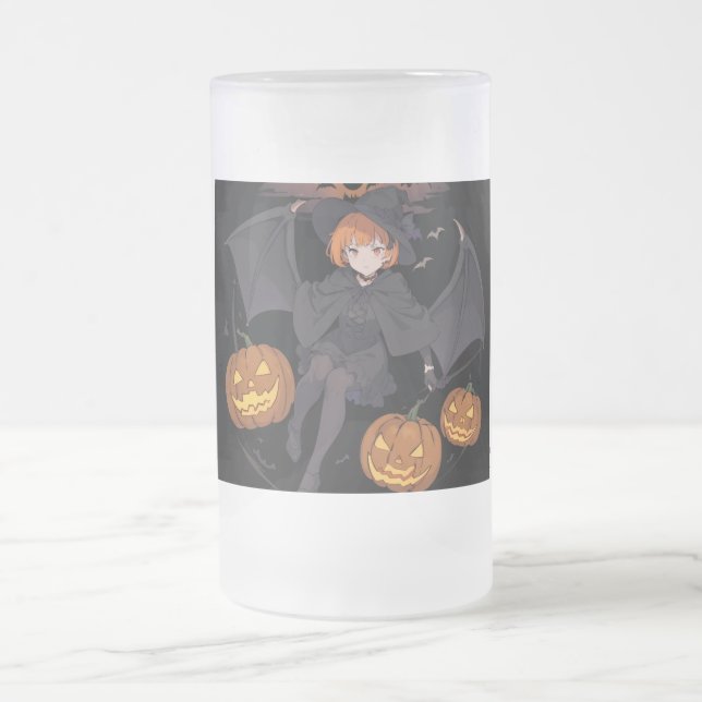 Caneca De Cerveja Vidro Jateado menina do halloween (Centro)