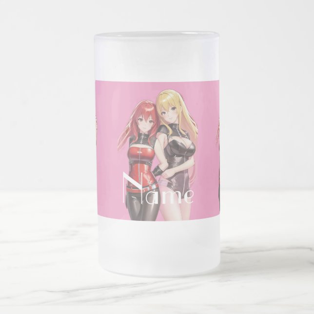Caneca De Cerveja Vidro Jateado Meninas bonitas Animam Thunder_Cove (Centro)