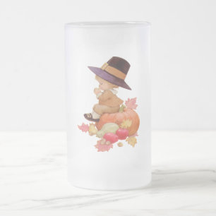 Caneca De Cerveja Vidro Jateado Menino do peregrino do vintage que Praying na