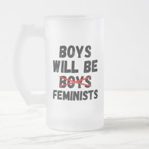 Caneca De Cerveja Vidro Jateado Menino Feminista - Meninos Serão Feministas II