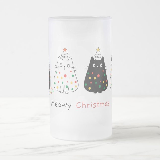 Caneca De Cerveja Vidro Jateado Meowy Christmas (Centro)