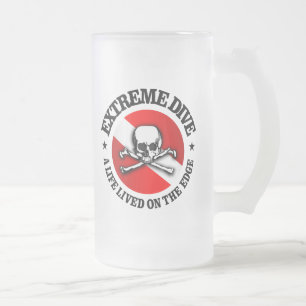 Caneca De Cerveja Vidro Jateado Mergulho extremo (crânio)