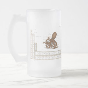 Caneca De Cerveja Vidro Jateado Mesa Periódica Ilustrada de Elementos Steampunk