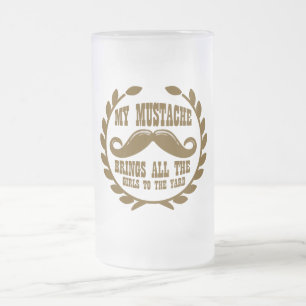 Caneca De Cerveja Vidro Jateado Meu bigode traz todas as meninas à jarda