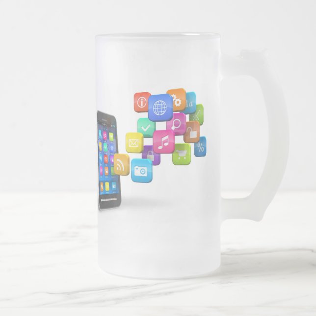 Caneca De Cerveja Vidro Jateado Meu comunicação Mug (Direita)