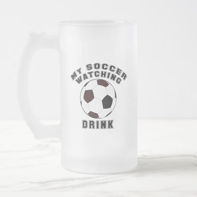 CANECA DE CERVEJA VIDRO JATEADO MEU FUTEBOL ASSISTINDO (Esquerda)