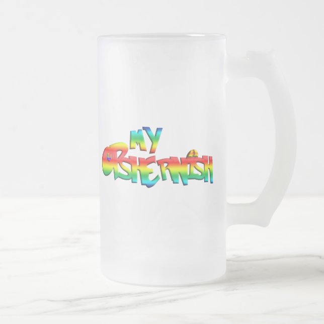 Caneca De Cerveja Vidro Jateado Meu oshernish (Direita)
