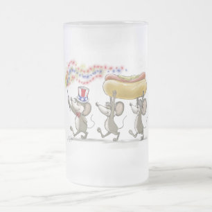 Caneca De Cerveja Vidro Jateado Mic, Mac & Moe's Happy 4 de julho Fosco Mug