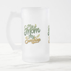 Caneca De Cerveja Vidro Jateado Minha Mãe, Meu Sol - Fosco De Vidro (16 Oz)