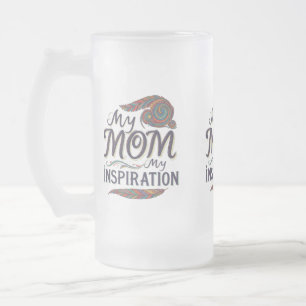Caneca De Cerveja Vidro Jateado Minha Mãe, Minha Inspiração - Caneca de Vidro Fosc