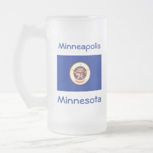 Caneca De Cerveja Vidro Jateado Minnesota Flag Map City