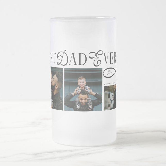 Caneca De Cerveja Vidro Jateado Modern Best Dad Ever Photo Heart Fathers Day Gifts (Centro)