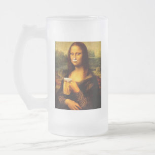Caneca De Cerveja Vidro Jateado Mona Lisa bebendo Beer amantes
