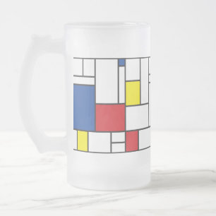 Caneca De Cerveja Vidro Jateado Mondrian Minimalist Geometric De Stijl Modern Art