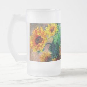 Caneca De Cerveja Vidro Jateado Monet Sunflower