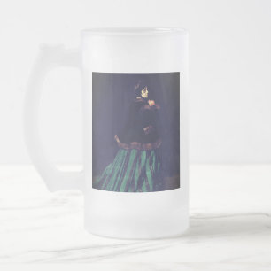Caneca De Cerveja Vidro Jateado Monet Woman em Vestido Verde