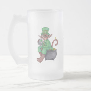 Caneca De Cerveja Vidro Jateado Monkey Gnomo Leprechaun Fosco