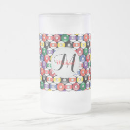 Caneca De Cerveja Vidro Jateado Monograma Billiards Ball Design