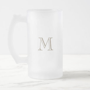 Caneca De Cerveja Vidro Jateado Monograma Ouro Simples