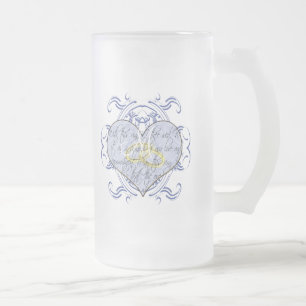 Caneca De Cerveja Vidro Jateado Monograma Wedding Vow Heart