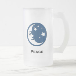 Caneca De Cerveja Vidro Jateado Moon Stars Peace