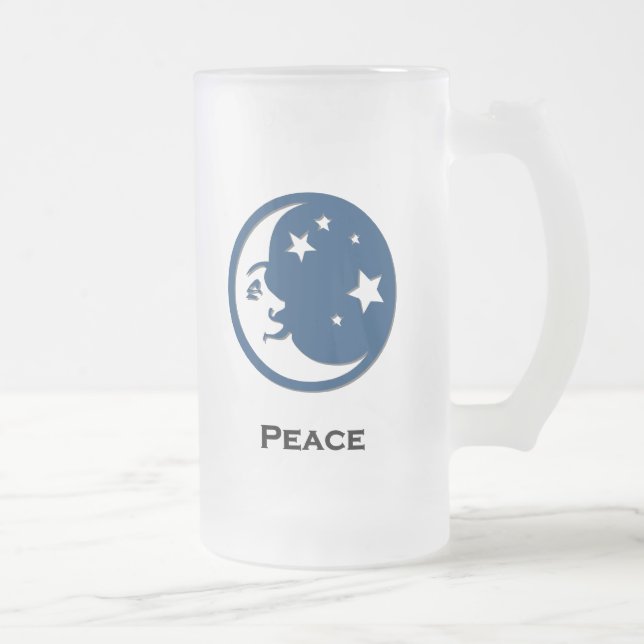 Caneca De Cerveja Vidro Jateado Moon Stars Peace (Direita)