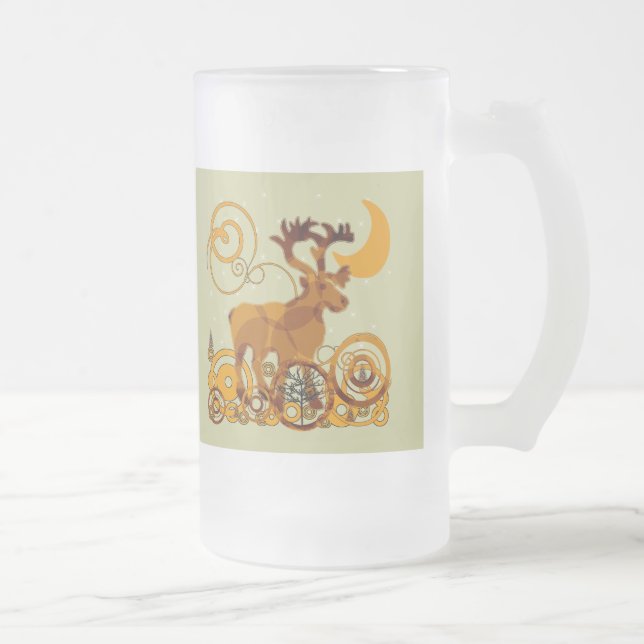 Caneca De Cerveja Vidro Jateado Moose Fosco Mug (Direita)