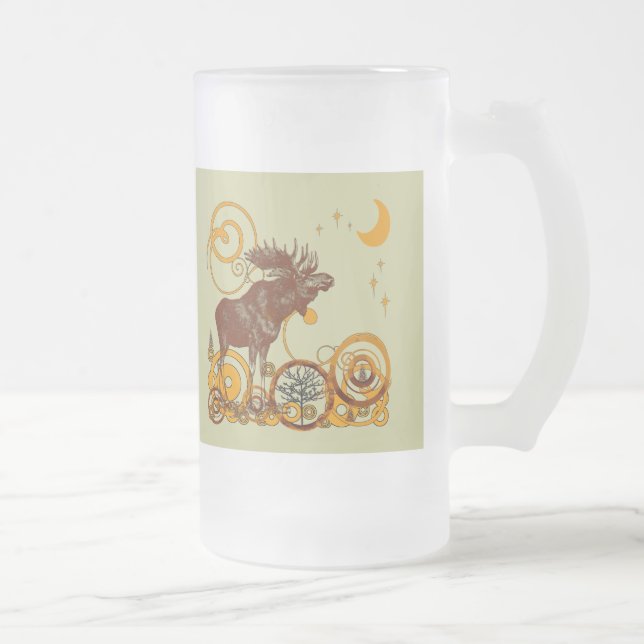 Caneca De Cerveja Vidro Jateado Moose Fosco Mug (Direita)