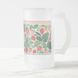 Caneca De Cerveja Vidro Jateado Morangos Deliciosos em Aquarela