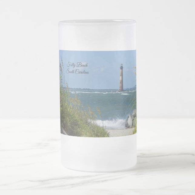 Caneca De Cerveja Vidro Jateado Morris Island Lighthouse Walkway Fosco Mug (Centro)