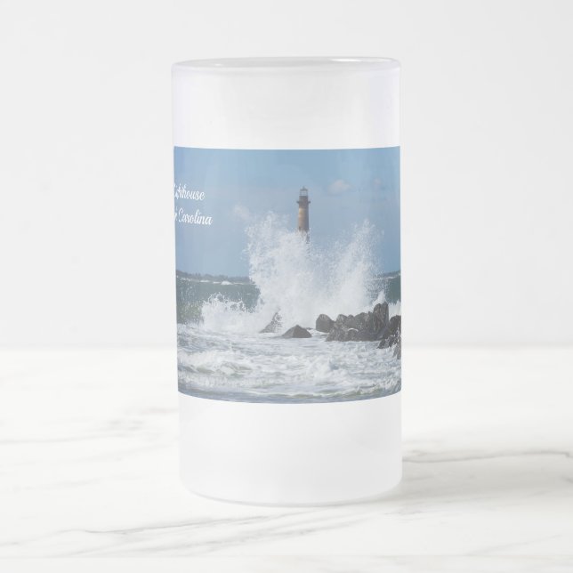 Caneca De Cerveja Vidro Jateado Morris Lighthouse Splash Fosco Mug (Centro)