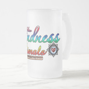 Caneca De Cerveja Vidro Jateado Mostra Bondade Aos Animais Na Tipografia Do Arco-Í