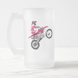 Caneca De Cerveja Vidro Jateado Motocross 300