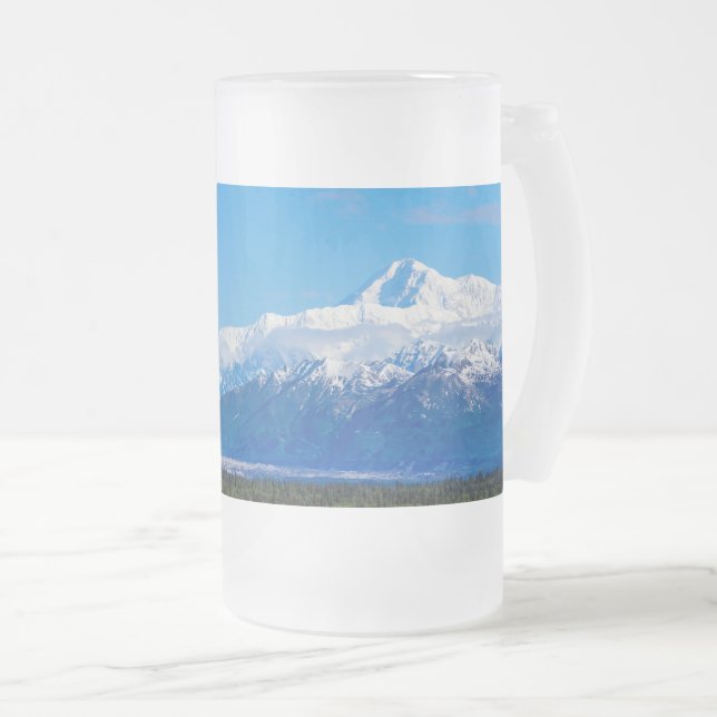 Caneca De Cerveja Vidro Jateado Mt McKinley Fosco Vidro Cama (Frente Esquerda)