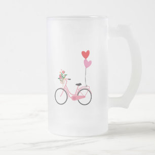 Caneca De Cerveja Vidro Jateado Mug - Bicicleta