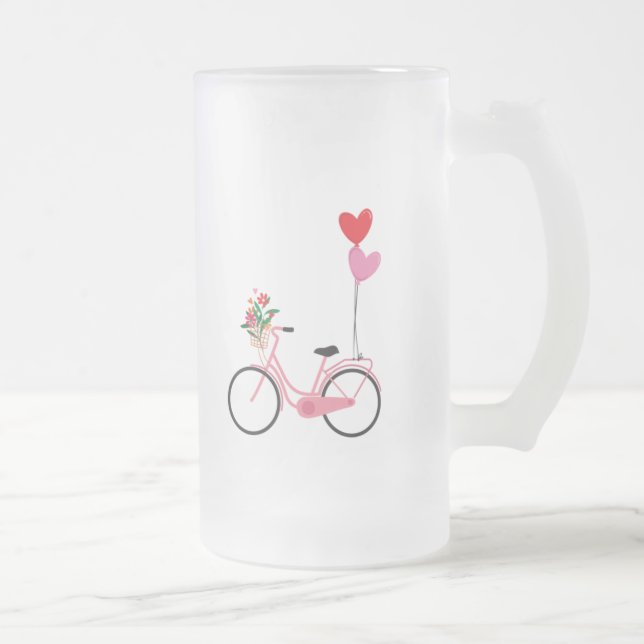 Caneca De Cerveja Vidro Jateado Mug - Bicicleta (Direita)
